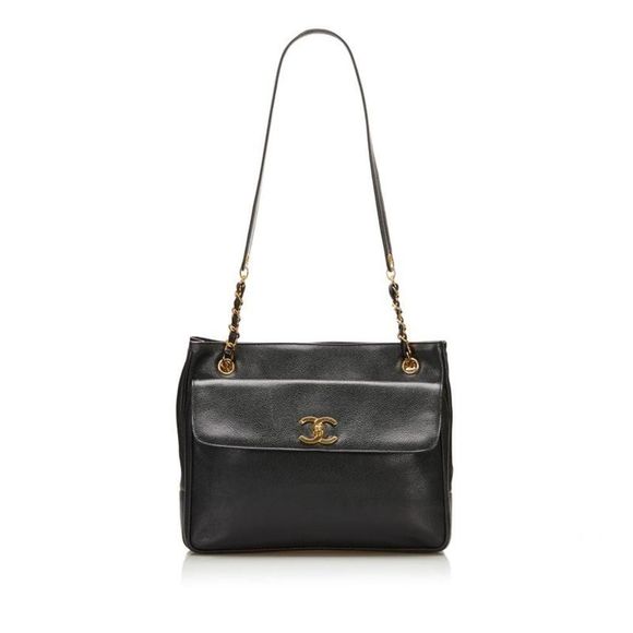 Chanel Handbags - Chanel Chain Tote Bag Black Gold Caviar Skin